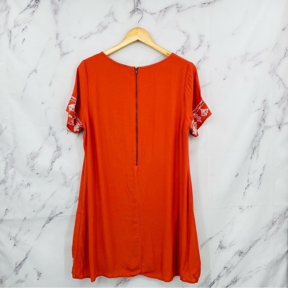 Lulus Tale To Tell White and Orange Embroidered Shift Dress - Picture 6 of 7